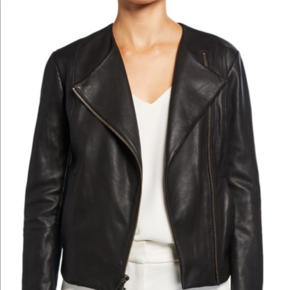 Vince black leather Moto jacket